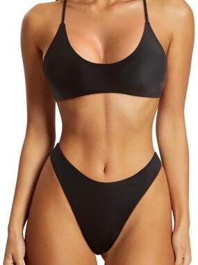 High Waisted Thong Bikini Set Reversible String 2 Piece Swimsuit - NWOT